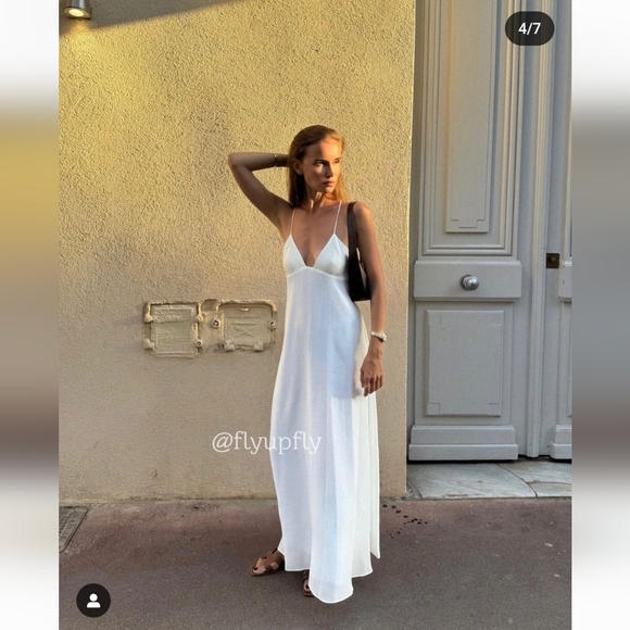 NWT Zara - Cotton White Open Back Spaghetti Strap Midi Dress - Picture 3 of 11